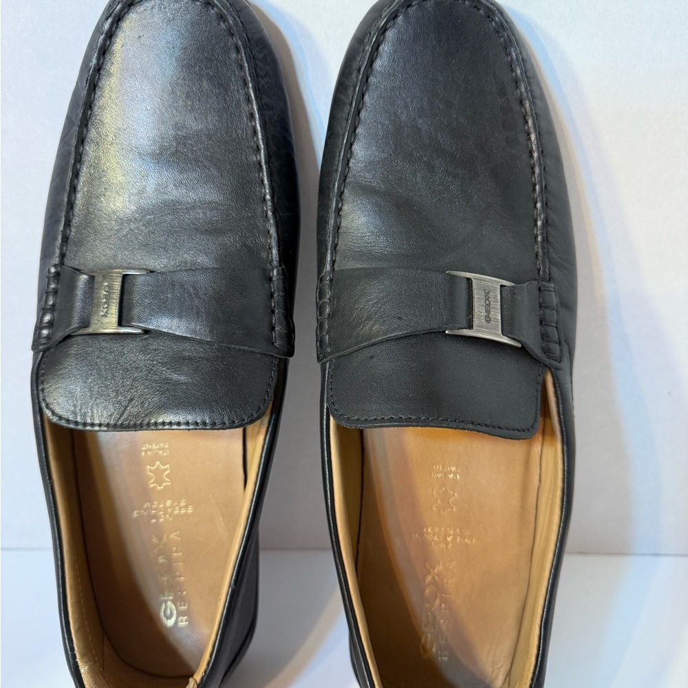 Geox Men's Dark Leather Slip-On Loafers
